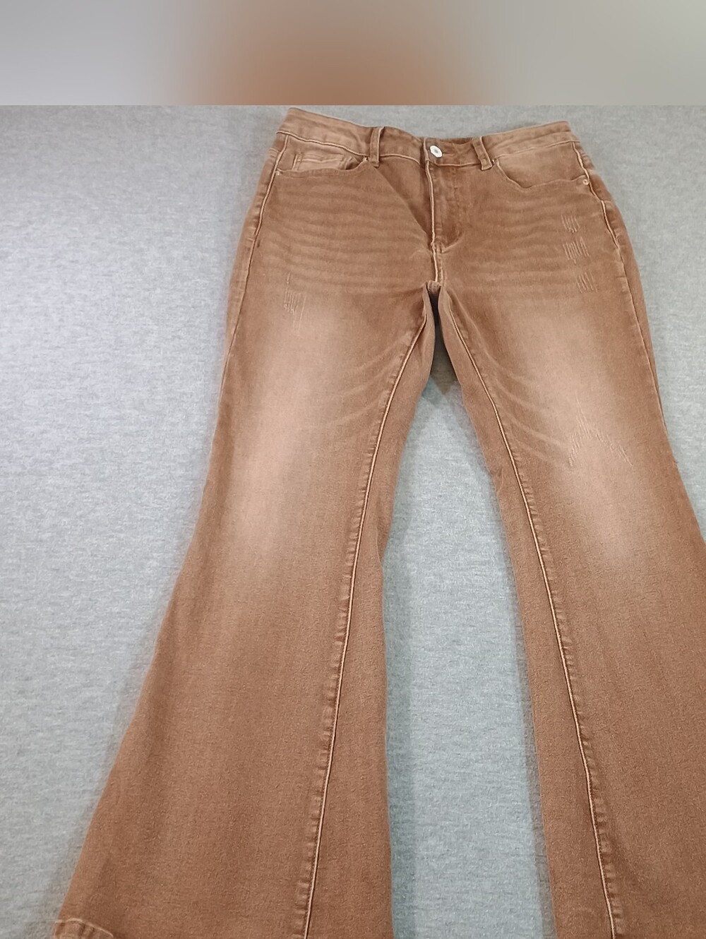 Women's Distressed Boho  Brown Flared Jeans